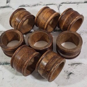 VTG Wood Napkin Rings MCM Set Of 8 Minimalist‎ Eco-Friendly Boho Table Decor
